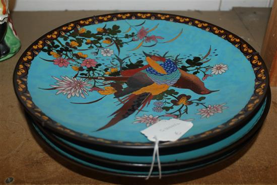 3 cloisonne plates